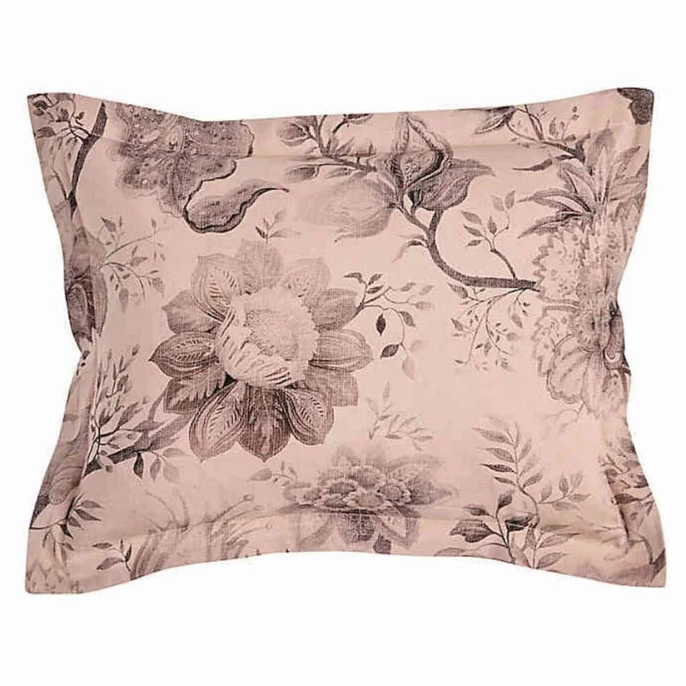 Christy of England Regency Floral King Duvet and Shams in Blush Linen Blend